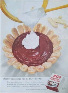 1954 Vintage Jello Print Ad Chocolate Pie Filling From Jello - Bild 1 von 1