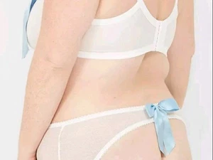 Lane Bryant Bridal White Open-Back w/Pretty Bow Mesh Panty Plus Size 14/16, 1X - Afbeelding 1 van 7