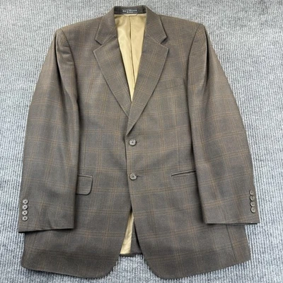 Abrigo deportivo Haspel Blazer para hombre 43R marrón ventana mezcla de lana forrado con dos botones Foto 1 de 4