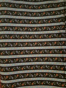Brown ticking print fabric material sewing small scale orange flowers 42x60" - Picture 1 of 2