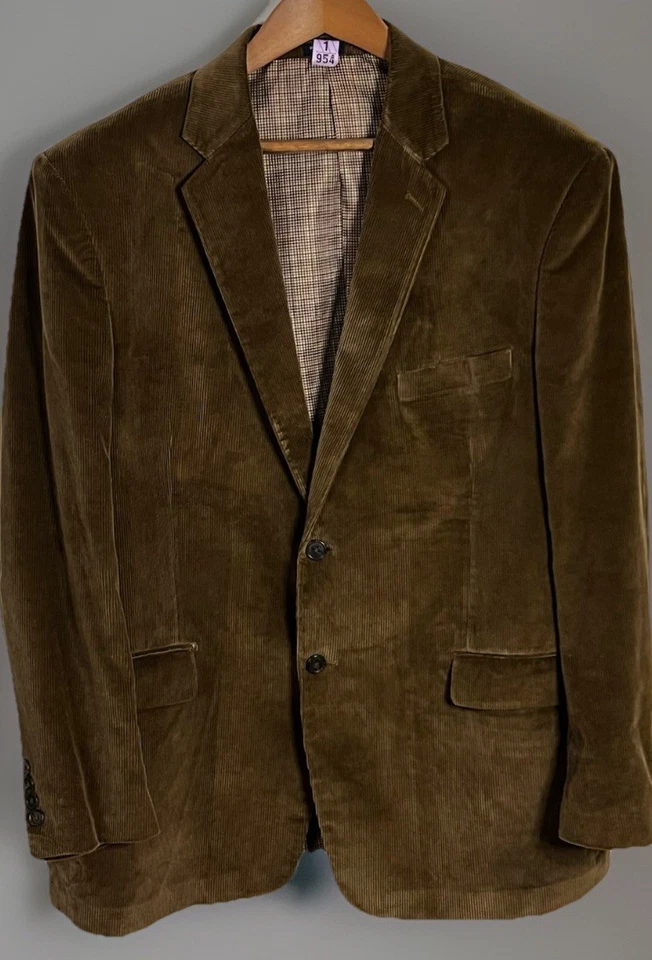 Blazer de algodón de dos botones Saddlebred 48R marrón pana abrigo deportivo chaqueta Foto 1 de 4