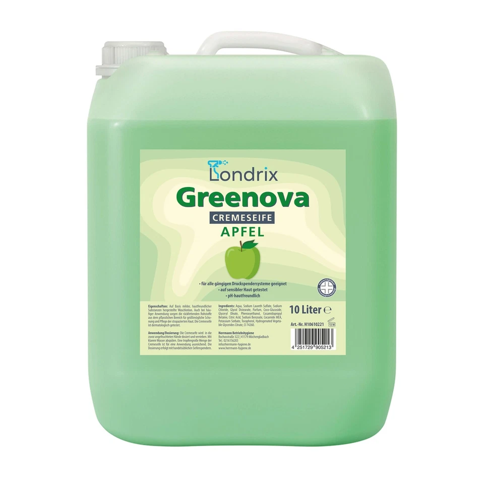 Cream Apple Soap 10L | Londrix Greenova | Microplastic Free & Dermatological - Image 1 of 1