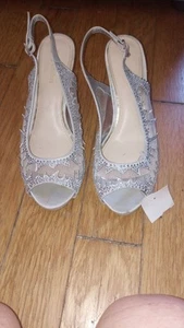 Lady Juicy? Couture Spicy Mid Heel Dressy Mesh Slingback  Shoe Silver Rhinestone - Picture 1 of 7