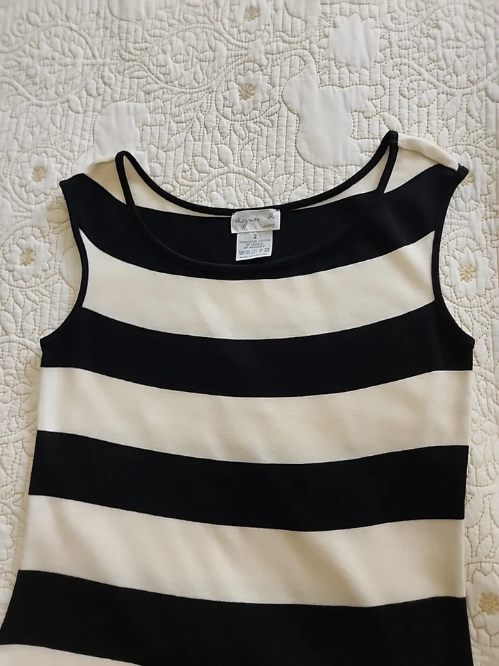 Vestido de algodón a rayas blanco y negro sin mangas AGNES B - Talla mediana (2) Foto 1 de 4