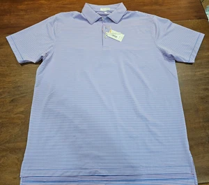 PETER MILLAR Größe XL Herren Sommer Komfort Rosa Blau Gestreift Poloshirt Golf - Bild 1 von 3