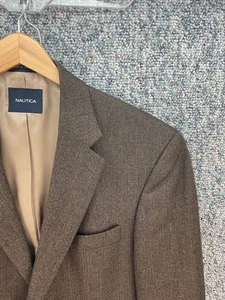 Giacca cappotto sportivo blazer a spina di pesce lana marrone 44L uomo Nautica BELLO! - Foto 1 di 6