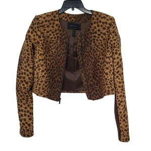 BCBGMaxazria Cheetah Print Suvi Cropped Jacket Y2K Style Full Zip Womens M - Picture 1 of 11