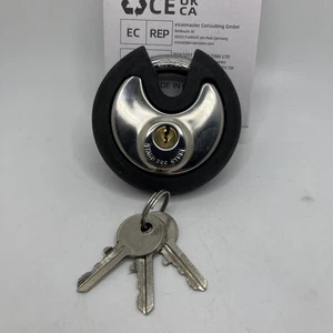 Keyed Padlock, Stainless Steel Discus Locker Lock Heavy Duty Locks with 3 Keys - Picture 1 of 6