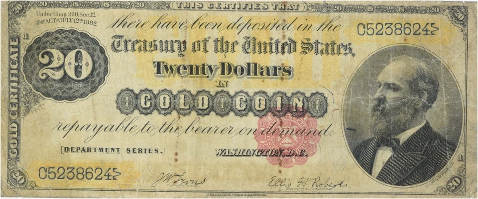 1882 $20 Gold Certificate FR1178 VG Uncertified - Image 1 of 2