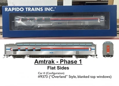 Rapido 175013 Amtrak Phase 1 ~ 3/4 Dome Lounge Flat Sides #9373 "Overland" HO - Image 1 of 4