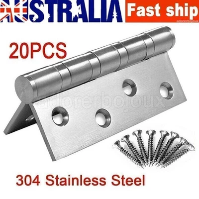 20 PCS STAINLESS STEEL Door Hinges Butt Hinges 304 grade 100*75mm HEAVY DUTY AU - image 1 of 4