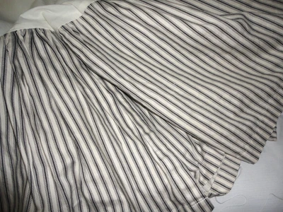 CHF BLACK & OFF & WHITE TICKING STRIPES (1) QUEEN EXTRA WIDE BEDSKIRT SPLIT 15" - Image 1 of 4