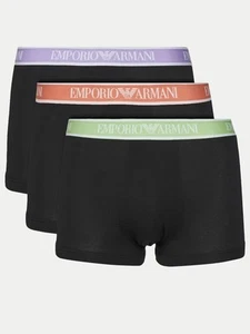 Emporio Armani 3 Pack Trunks Stretch Cotton - Black Multi - Picture 1 of 7