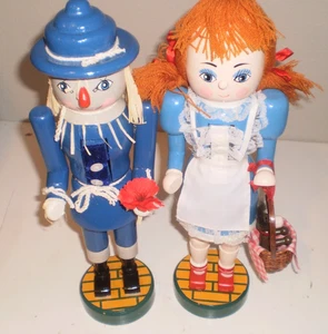 PAIR OF VIntage Kurt Adler DOROTHY and SCARECROW 14" Wood Nutcrakers - Picture 1 of 5