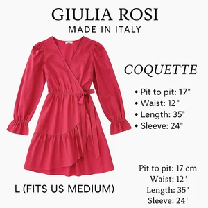 Giulia Rosi Made in Italy Wickelkleid M Rosa Puffärmel Coquette Cottagecore - Bild 1 von 10