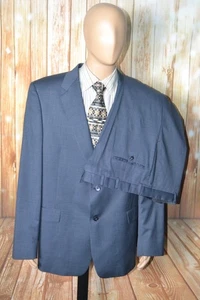 Hart Schaffner Marx Men Gold Trumpeter Blue 2 Front Button Suit Sz 48R Wst 40x38 - Picture 1 of 20