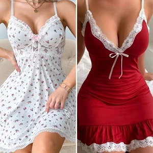 US Women Short Nightdress Soft Floral Cami Nightwear Lace Babydoll Sexy Lingerie - Picture 1 of 39