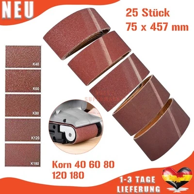 ABEST-SUPERMARKET 25 Gewebe Schleifbänder 75 x 457 mm MIX K40-180 Schleifband Schleifpapier