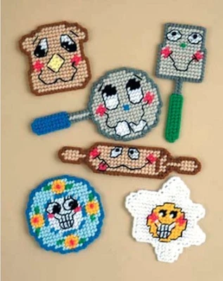 Plastic Canvas Kit ~ Design Works Set of 6 Kitchen Buddies Ornaments #DW1836 - Image 1 of 3