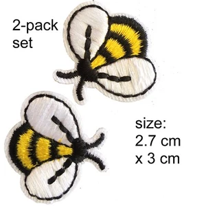 Busy Bees Iron on patch 2 pack sweet honey bee bumble bee buzz iron-on patches - Picture 1 of 4