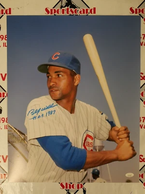 BILLY WILLIAMS SIGNED 16X20 INSCRIBED "HOF 1987" WITH JSA COA - CHICAGO CUBS - Image 1 of 3