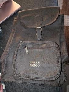 R-Bag Wells Fargo Brown Rubberized Canvas Bank Bag Backpack Book Bag NWOT - Picture 1 of 4