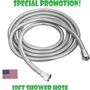 Chrome 10FT Long Shower Hose For Head Handheld Spray High Pressure Adjustable - Picture 1 of 10