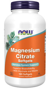 Magnesium Citrate W/ Glycinate & Malate Nervous System Support 180gels Now Foods