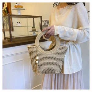 Casual Shoulder Bag Handwoven Beach Bag New Underarm Bag Vacation - Picture 1 of 12