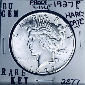 1927 P PEACE SILVER DOLLAR ALTA QUALITÀ ORIGINALE U.S. MINT RARA KEY COIN 2877 - Foto 1 di 3