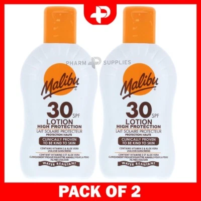 Malibu High Protection SPF 30 Water Resistant UVA Sunscreen Lotion 200ml 2 Packs - Image 1 of 4