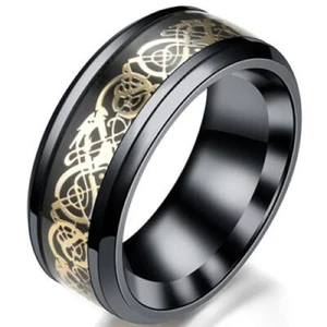 2020 Titanium Steel Black Carbon Fiber Rings Fashion Red Blue Ring Anel Masculin - Picture 1 of 27
