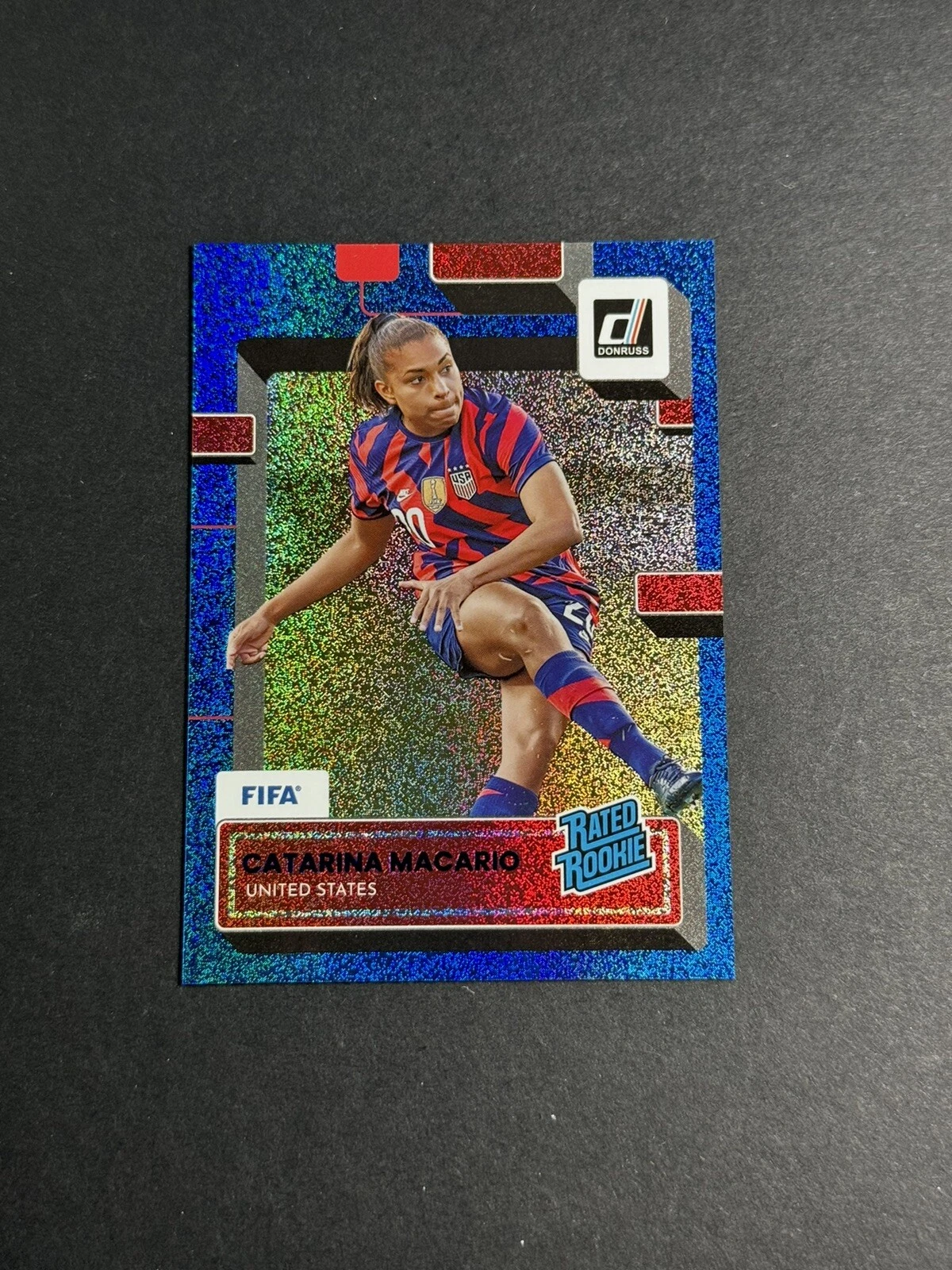 2022-23 Panini Donruss FIFA Catarina Macario Blue Foil Rated Rookie RC /49 #191