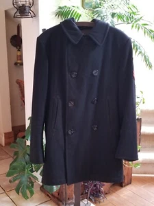 US Navy Peacoat Sterlingwear of Boston Men's 40L Black 100% Wool Military - Picture 1 of 8
