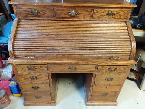 Vintage Solid Oak Roll-Top Desk Cover