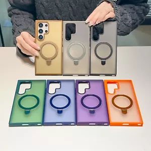 Magnetic Ring Kickstand Case for Samsung S25 Ultra S24 S23 S22 Matte Hard Cover - Picture 1 of 31
