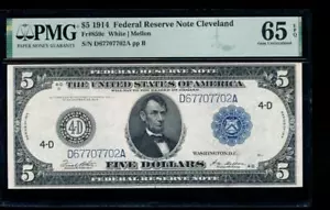 AC Fr 859c 1914 $5 FRN Cleveland PMG 65 EPQ - Picture 1 of 2