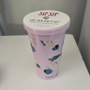 BANDO BAN.DO Sip Sip 20oz Tumbler No Straw Pink Flower Pattern Brand New - Picture 1 of 2