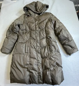 Michael Kors Women's Puffer Jacket Sz Large Brown Winter Hooded Parka - Picture 1 of 11