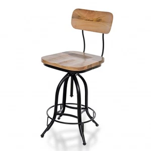 Brown and Black Solid Wood and Steel Counter Height Swivel Bar Chair - Picture 1 of 5