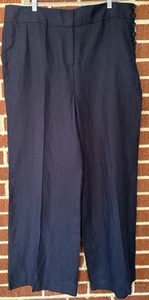 Pantalones de pierna ancha de lino Talbots Greenwich azul marino talla 16 nuevos con etiquetas - Imagen 1 de 7