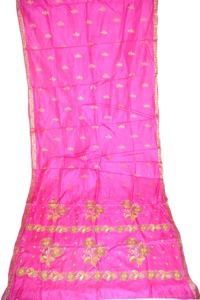 Sari de diseño floral tradicional lentejuelas bordado trabajo rosa pura seda Foto 1 de 4