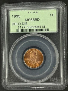 1995 Lincoln Memorial Cent (Double Die Obverse) - 1c PCGS MS66 RD Error OGH - Picture 1 of 2