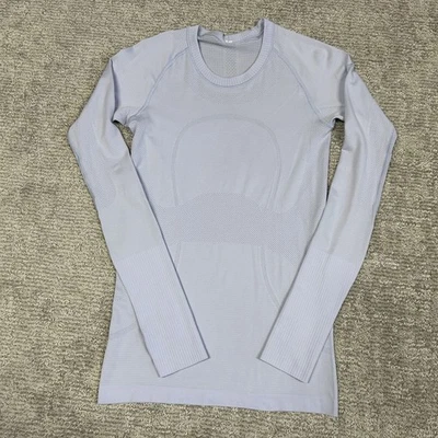 Camisa Lululemon Swiftly Tech Camisa Manga Larga Mujer 6 Azul Claro Púrpura Top Foto 1 de 4