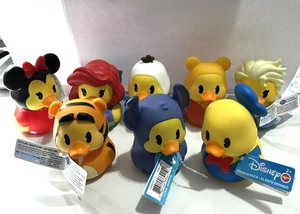 Set 8 Disney Jeep Rubber Ducks Minnie Pooh Stitch Ariel Tigger Elsa Olaf Donald - Picture 1 of 3