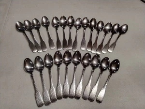 Vintage Rogers Stainless Hammered Teaspoons Korea Set Of 24 - Picture 1 of 5