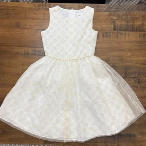 Rare Editions Girls White With Sparkle Gold Flowers Size XL 14/16 - Picture 1 of 8