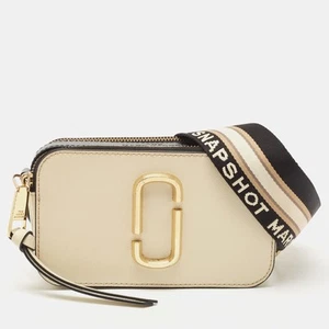Marc Jacobs Beige/Black Patent Leather Snapshot Crossbody Bag - Picture 1 of 10