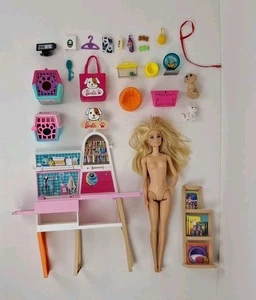 Barbie Doll Pet Boutique Store and Playset By Mattel Dog Cat Hamster Turtle - Picture 1 of 2