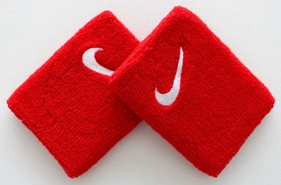 Pulseras de tenis Nike Swoosh 3,5" deportivas para adultos rojas/blancas Foto 1 de 2